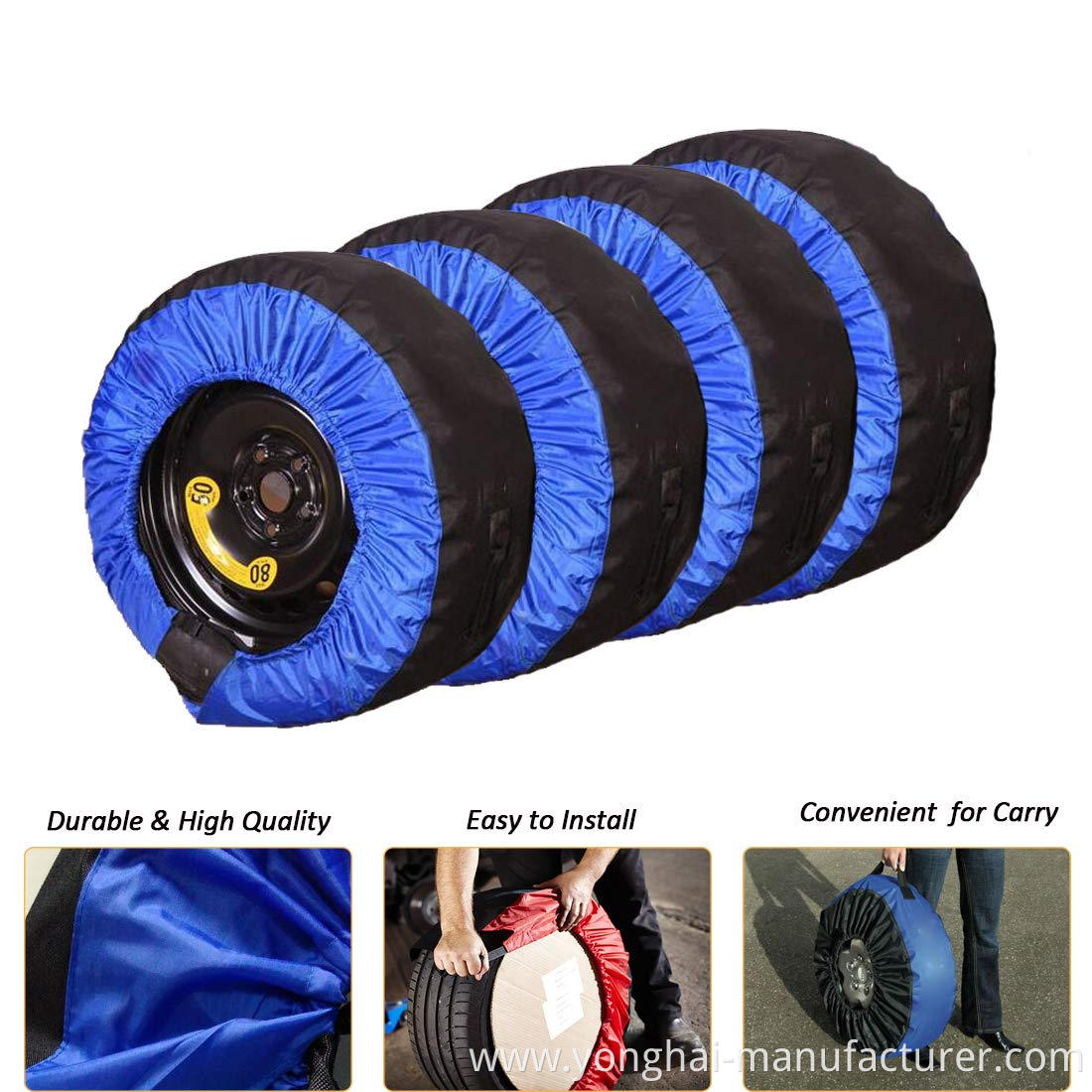 4Pcs 30inch Tire Cover with 4 Pcs Wheel Felts Heavyweight Spare Tire Protection Tote Covers Seasonal Tire Storage Bag for Car